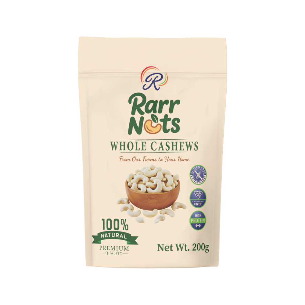 RARR NUTS Whole Cashews 3 X 200g, Whole Kaju, 100% Natrual Premium Cashews