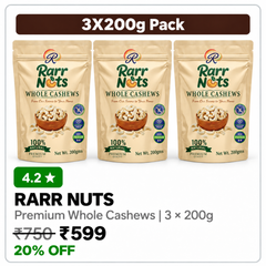 RARR NUTS Whole Cashews 3 X 200g, Whole Kaju, 100% Natrual Premium Cashews image 2
